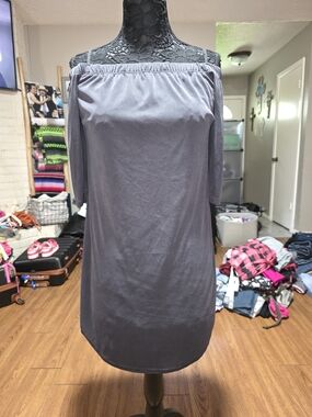 Off-Shoulder Mini Dress in Gray — Women's Casual Style